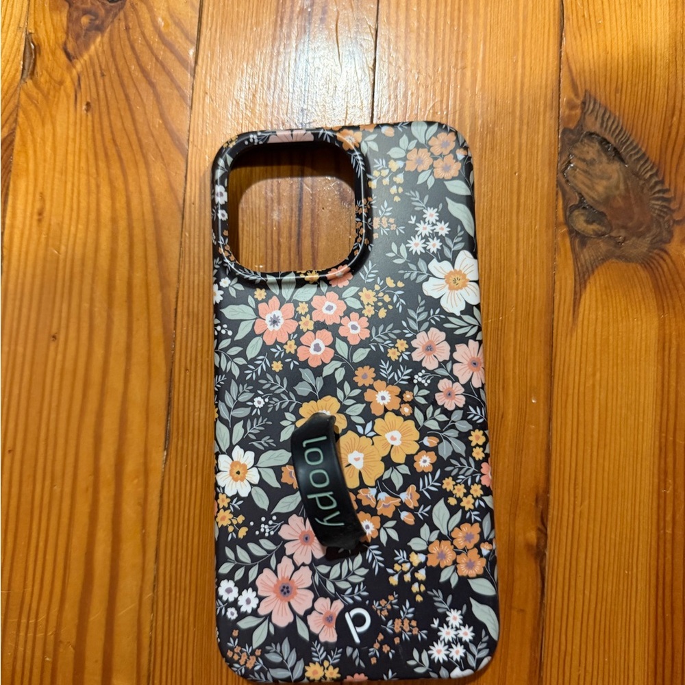 Loopy Case Floral Design Phone Case - Black and Orange